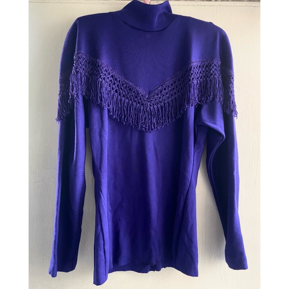 AMAZING Vintage Fringe Mock Neck Sweater